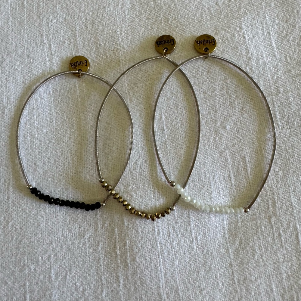 Erimish dainty silver beaded bracelets (set of 3)